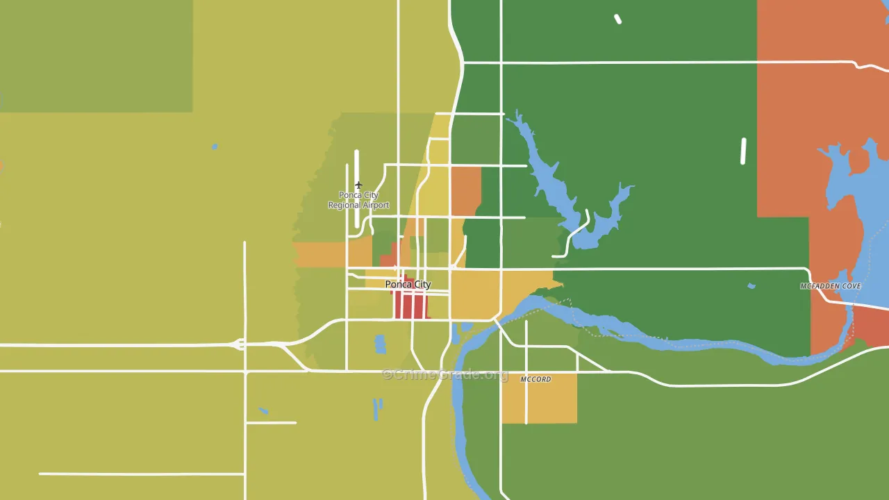 Ponca City, OK Map of Drug-Related Crime Rates