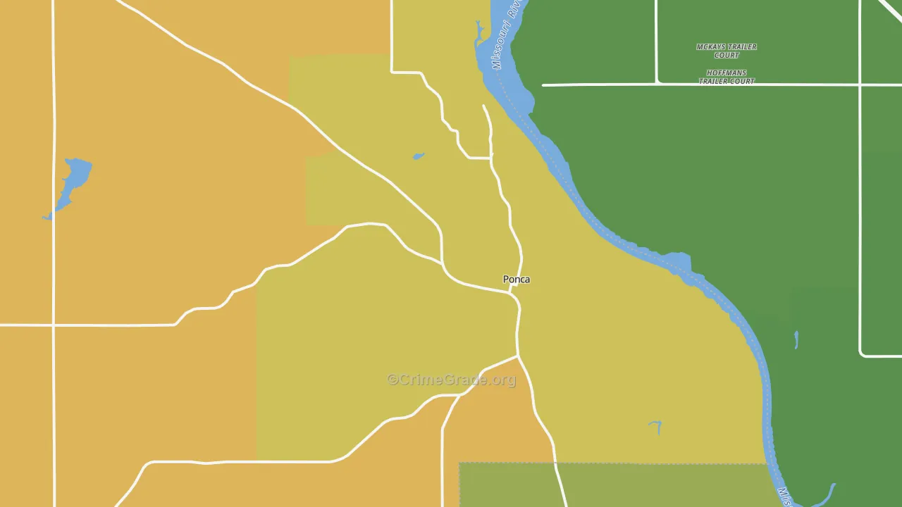 Ponca, NE Map of Drug-Related Crime Rates