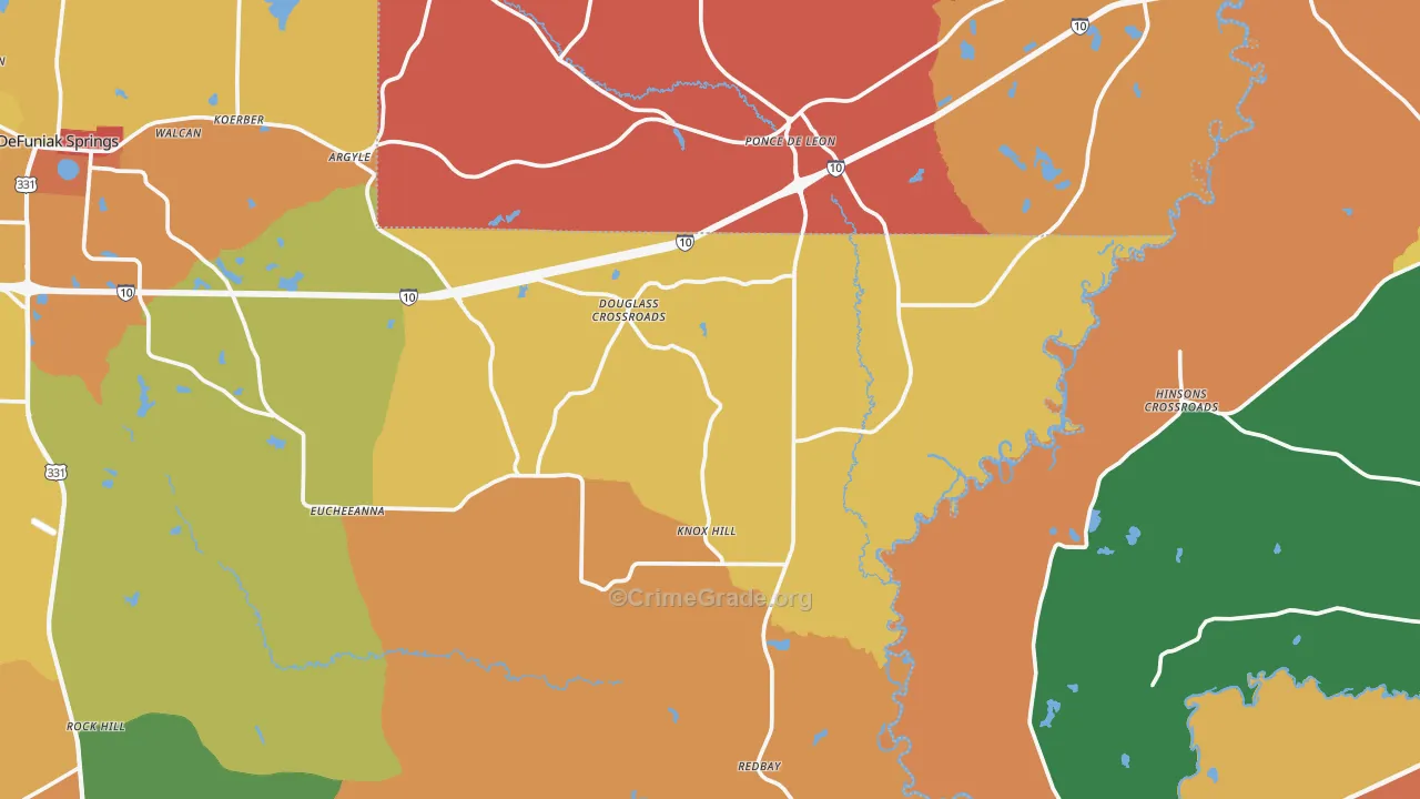 Ponce de Leon, FL Map of Drug-Related Crime Rates