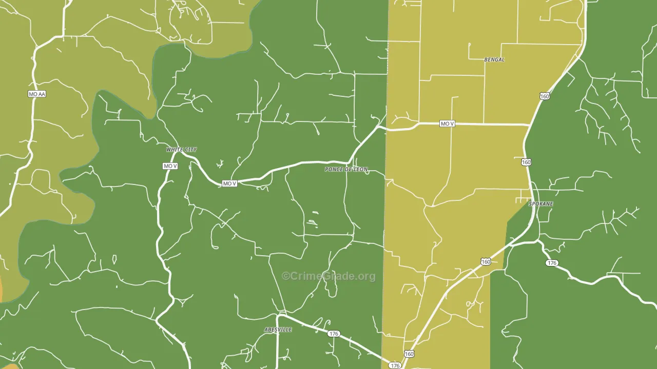 Ponce De Leon, MO Map of Drug-Related Crime Rates