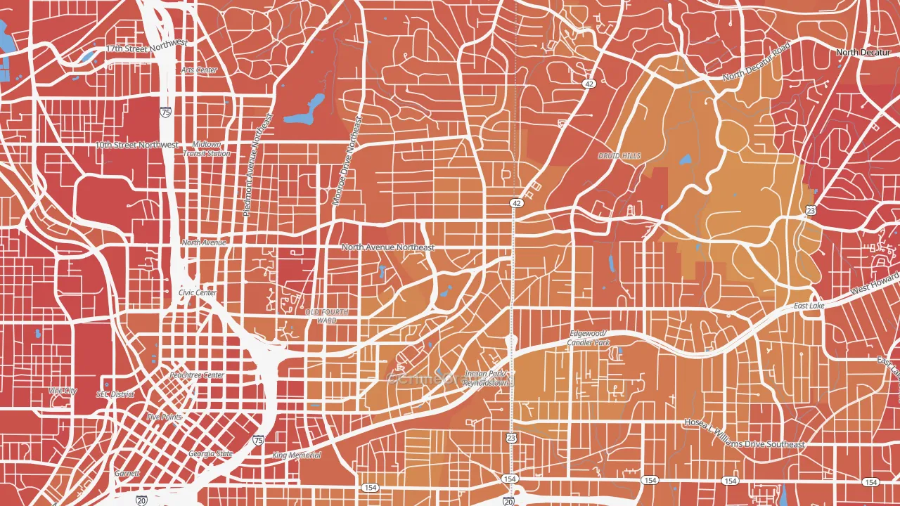 Poncey-Highland, Atlanta, GA Map of Drug-Related Crime Rates