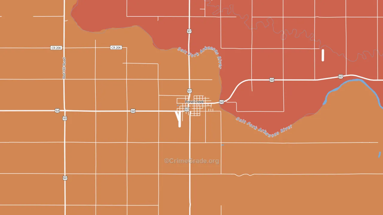 Pond Creek, OK Map of Drug-Related Crime Rates