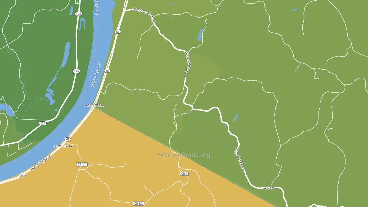 Pond Creek, WV Map of Drug-Related Crime Rates