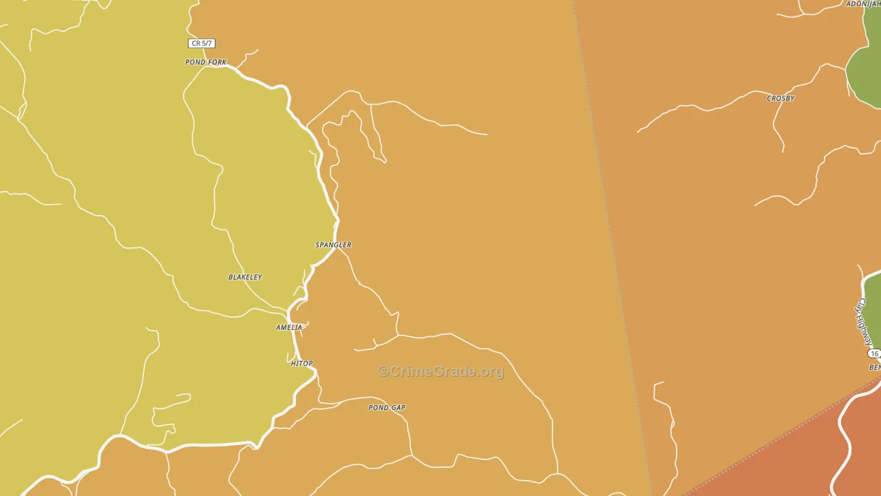 Pond Gap, WV Map of Drug-Related Crime Rates