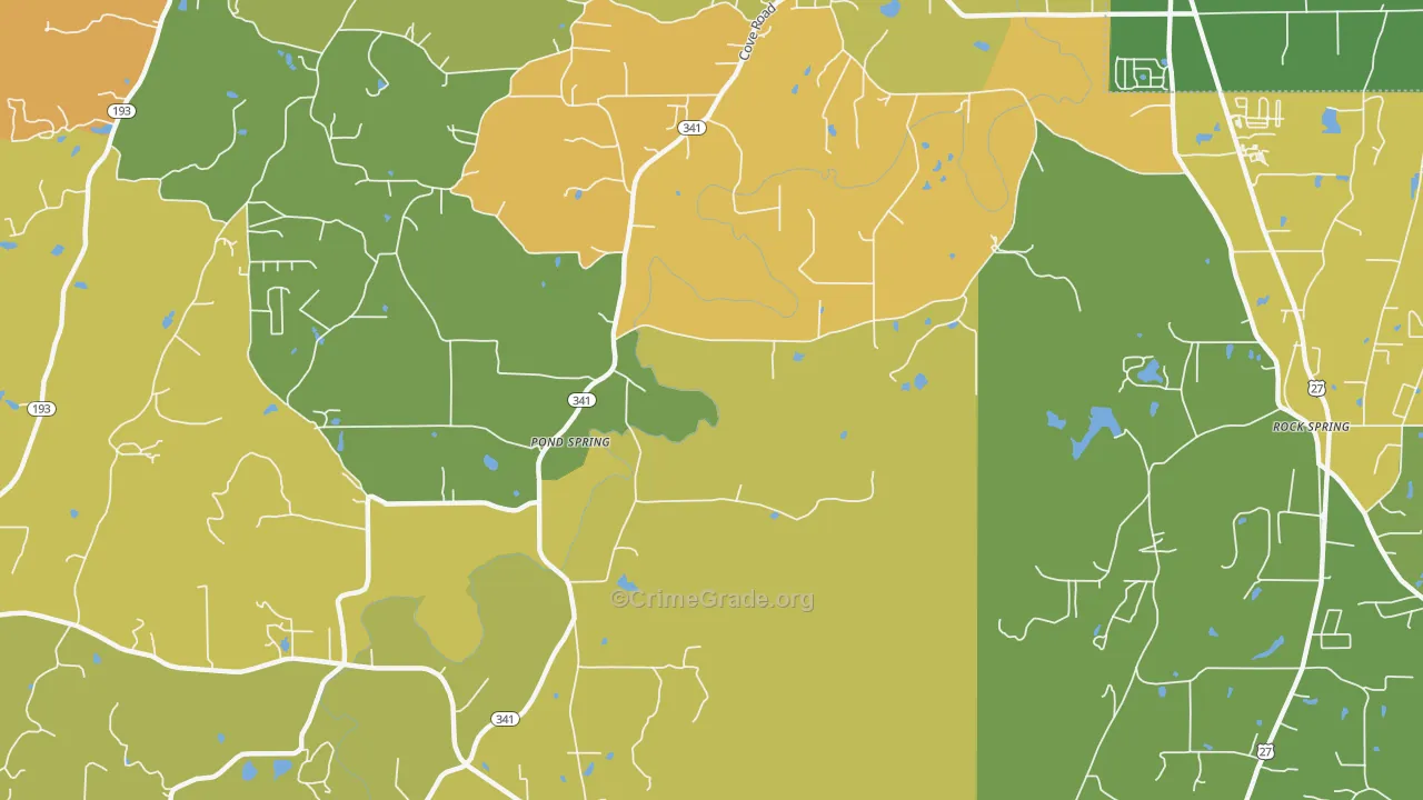 Pond Spring, GA Map of Drug-Related Crime Rates