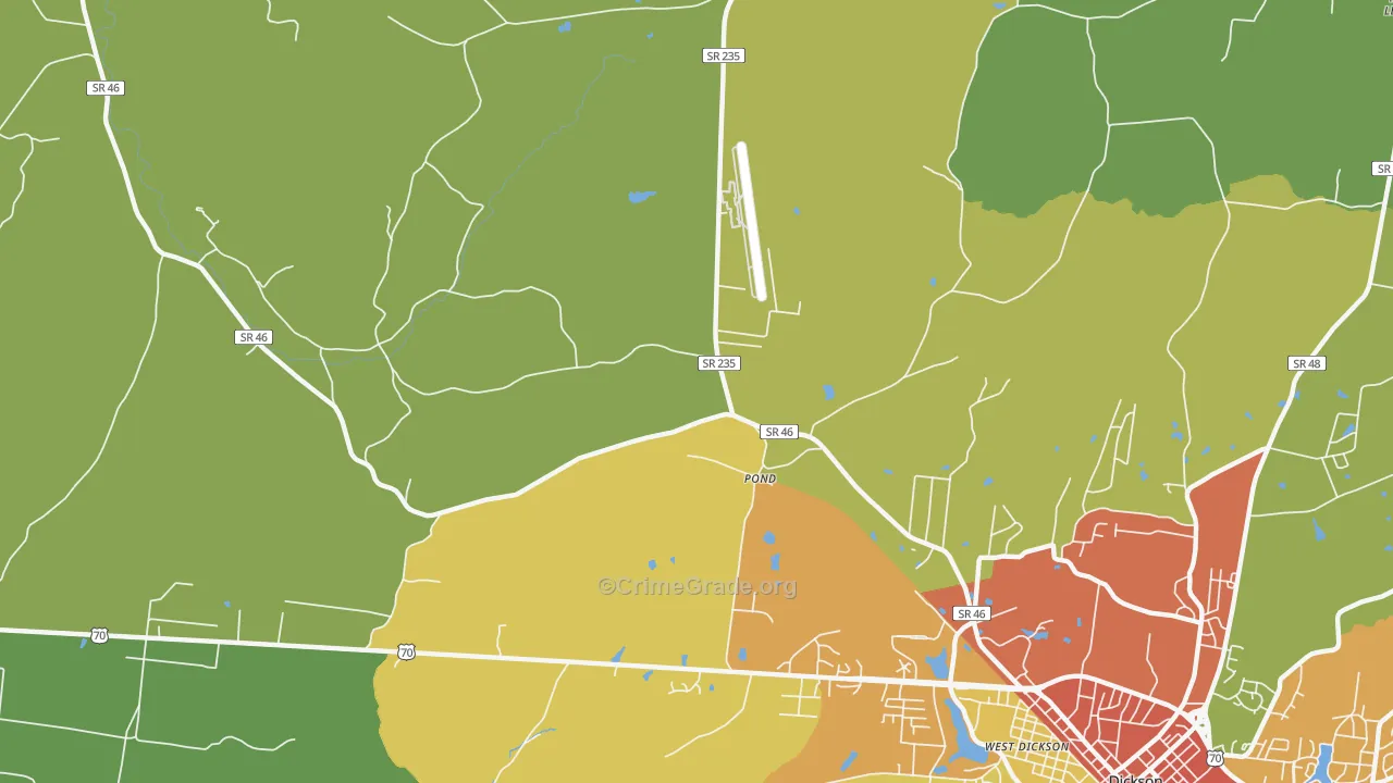 Pond, TN Map of Drug-Related Crime Rates