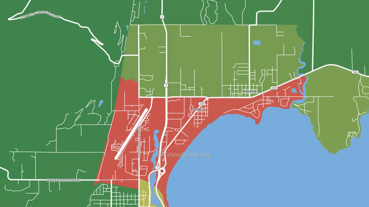Ponderay, ID Map of Drug-Related Crime Rates