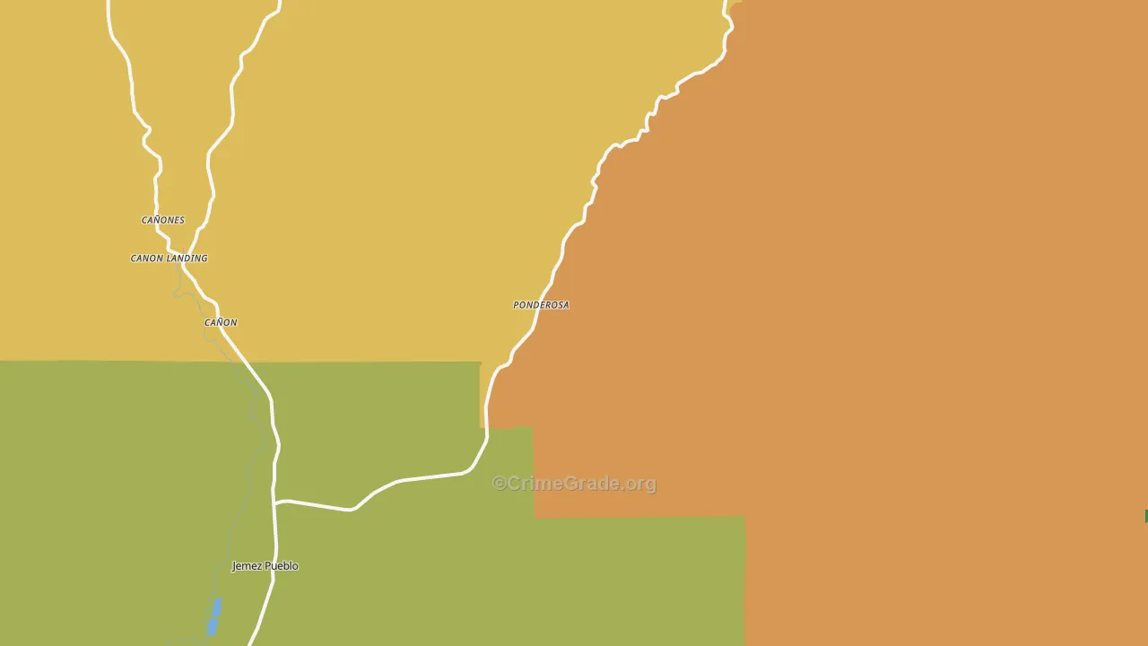 Ponderosa, NM Map of Drug-Related Crime Rates