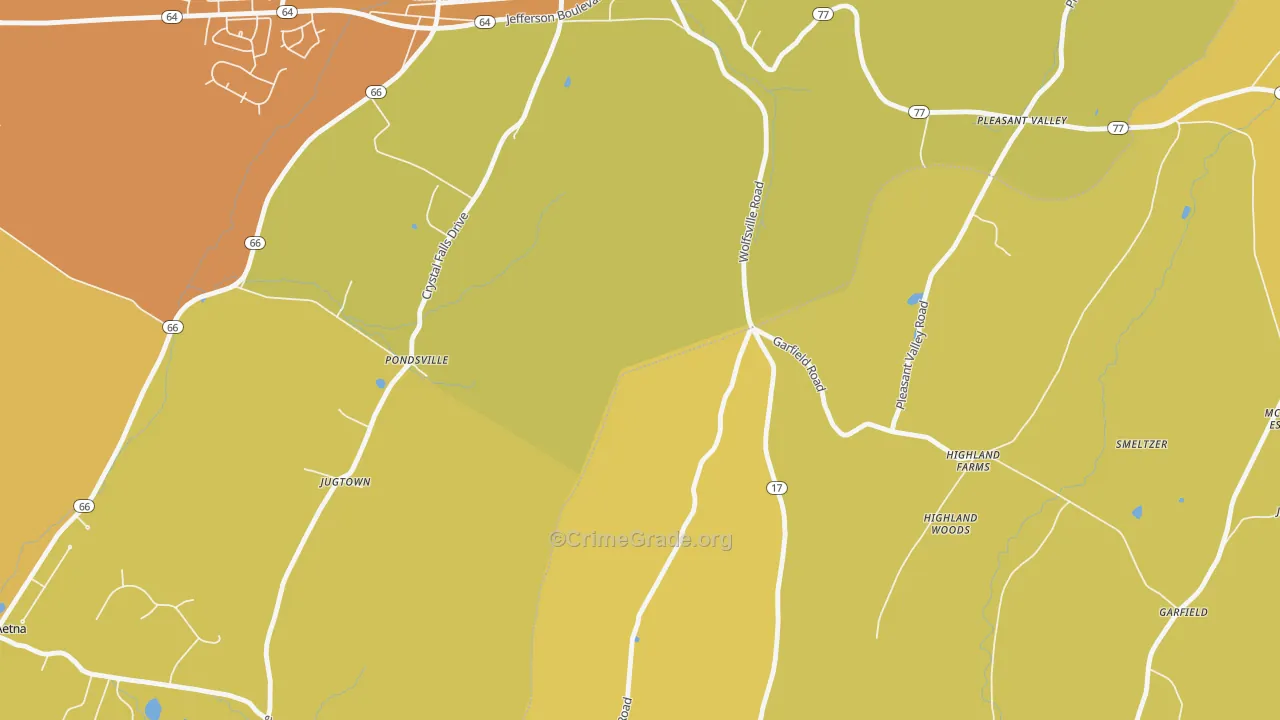 Pondsville, MD Map of Drug-Related Crime Rates