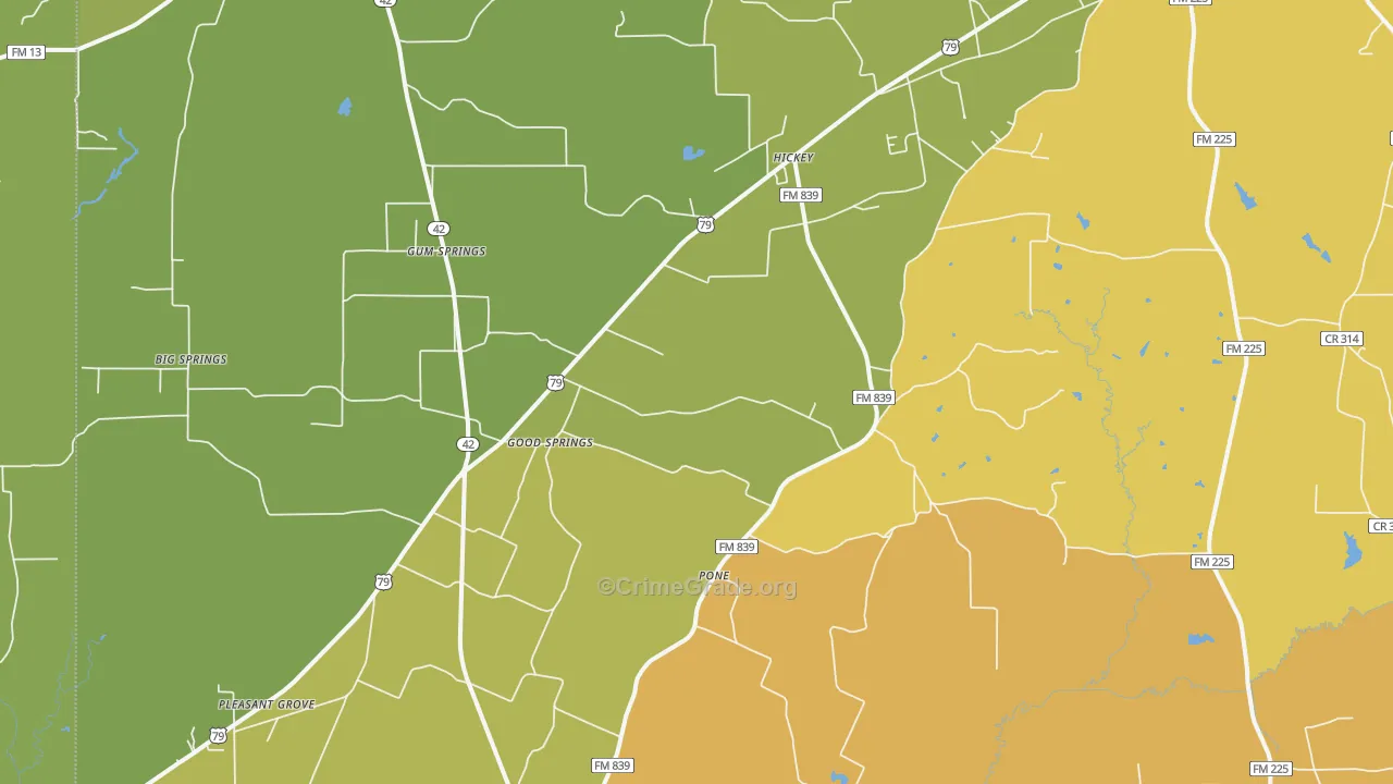 Pone, TX Map of Drug-Related Crime Rates