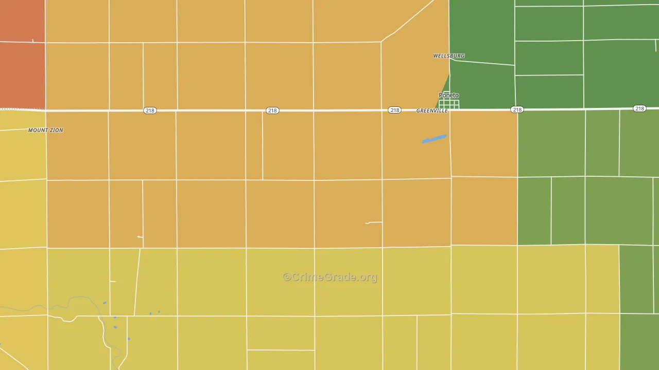 Poneto, IN Map of Drug-Related Crime Rates