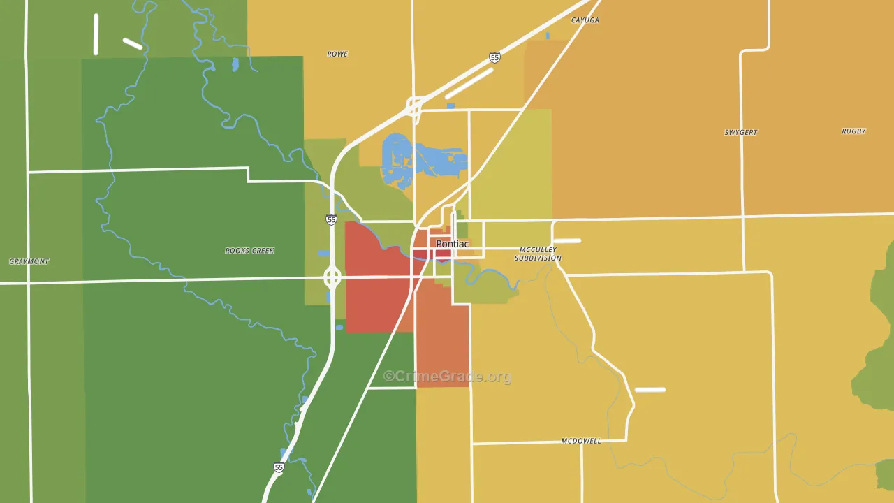 Pontiac, IL Map of Drug-Related Crime Rates
