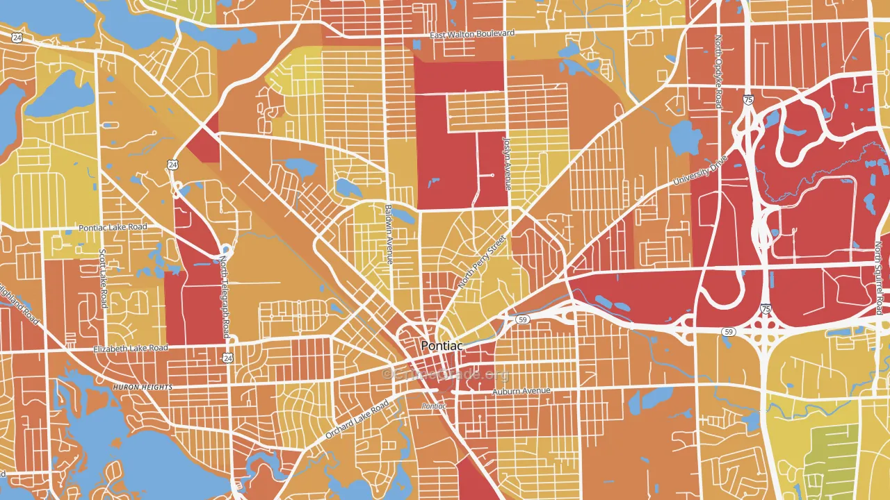 Pontiac, MI Map of Drug-Related Crime Rates