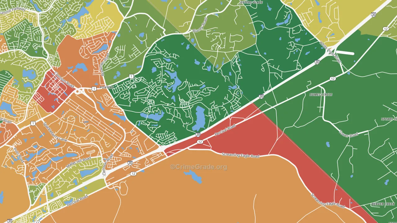 Pontiac, SC Map of Drug-Related Crime Rates