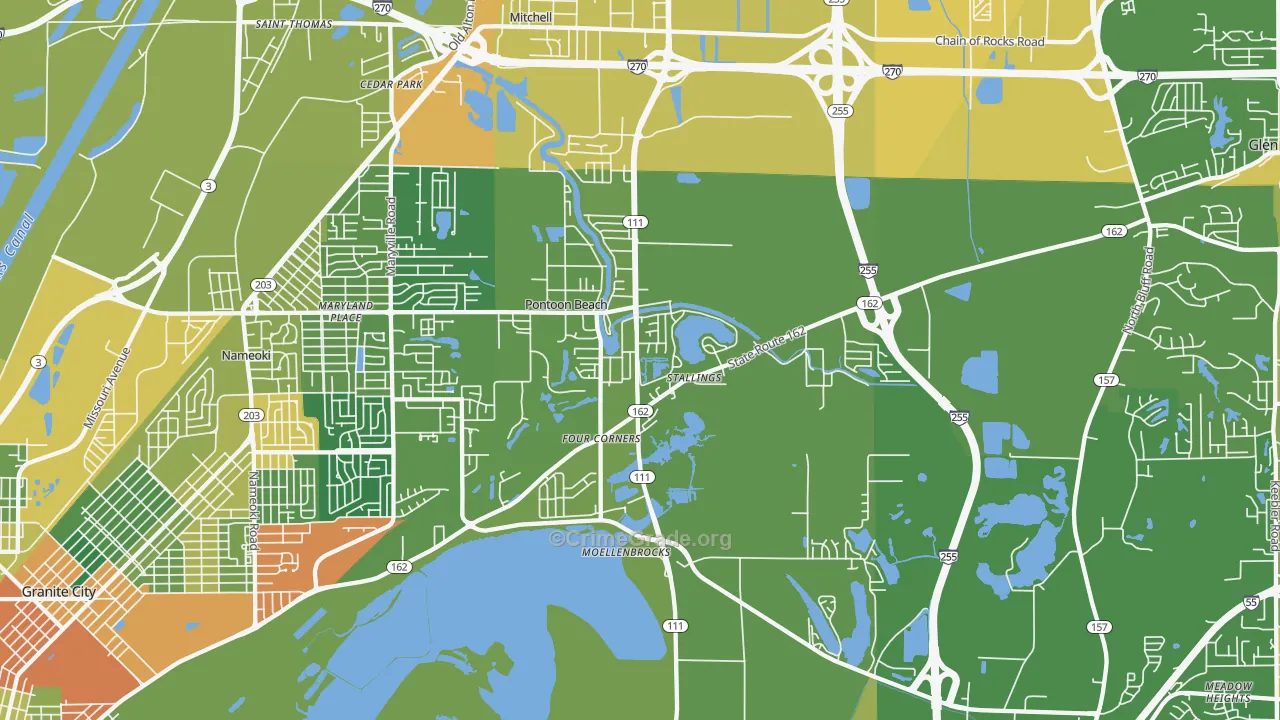 Pontoon Beach, IL Map of Drug-Related Crime Rates