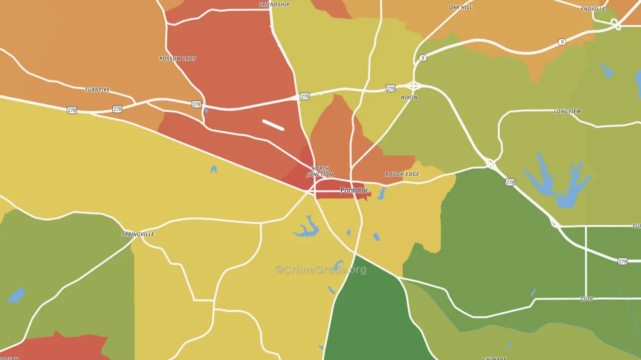 Pontotoc County, MS Map of Drug-Related Crime Rates