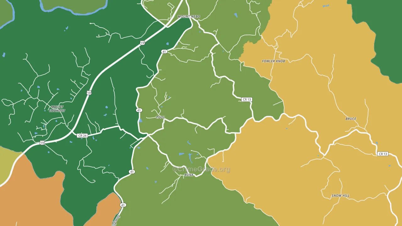 Pool, WV Map of Drug-Related Crime Rates