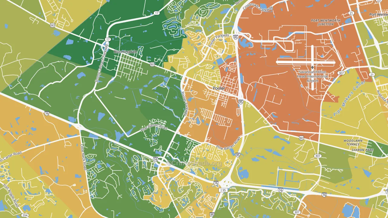 Pooler, GA Map of Drug-Related Crime Rates