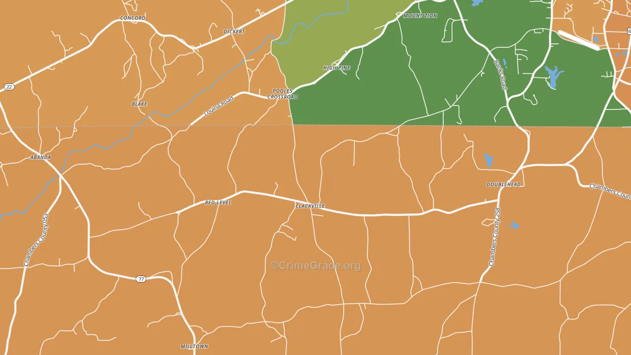 Pooles Crossroad, AL Map of Drug-Related Crime Rates