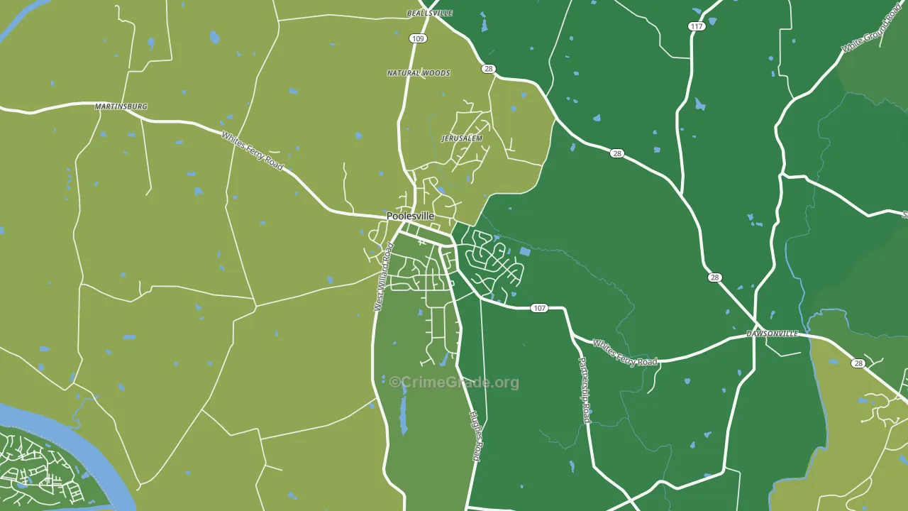 Poolesville, MD Map of Drug-Related Crime Rates