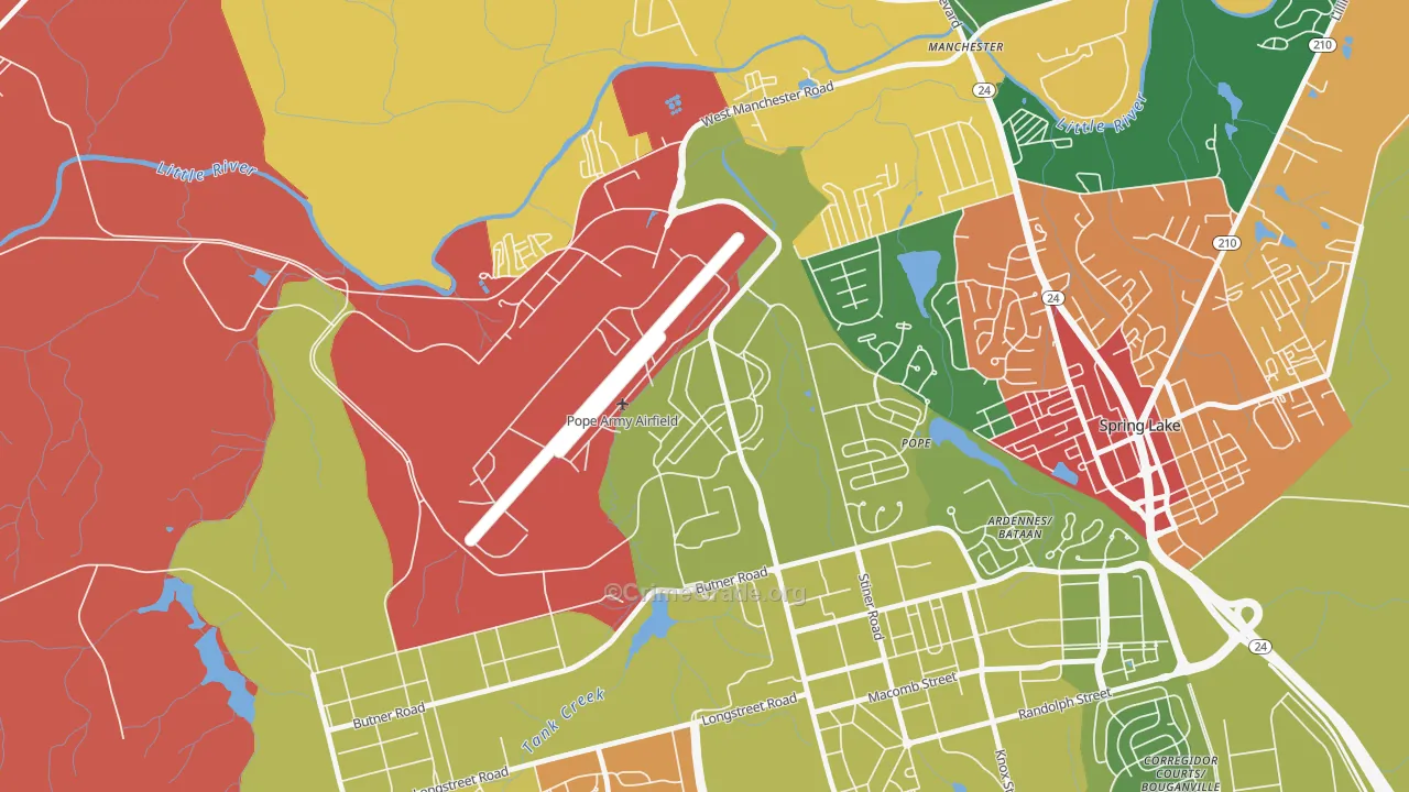 Pope Air Force Base, NC Map of Drug-Related Crime Rates