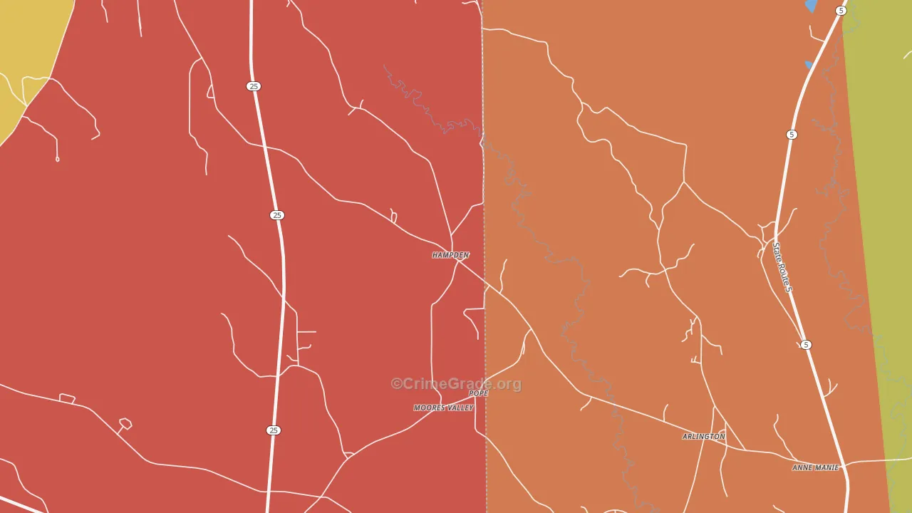 Pope, AL Map of Drug-Related Crime Rates