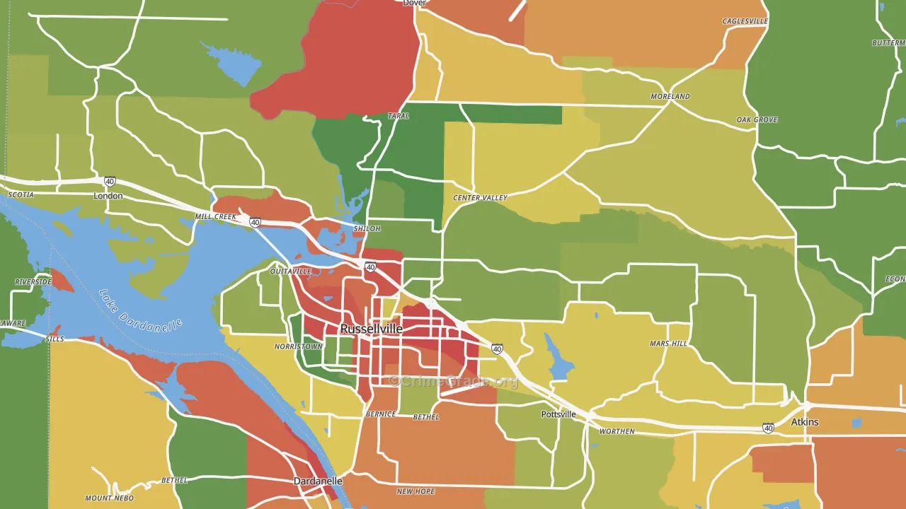 Pope County, AR Map of Drug-Related Crime Rates