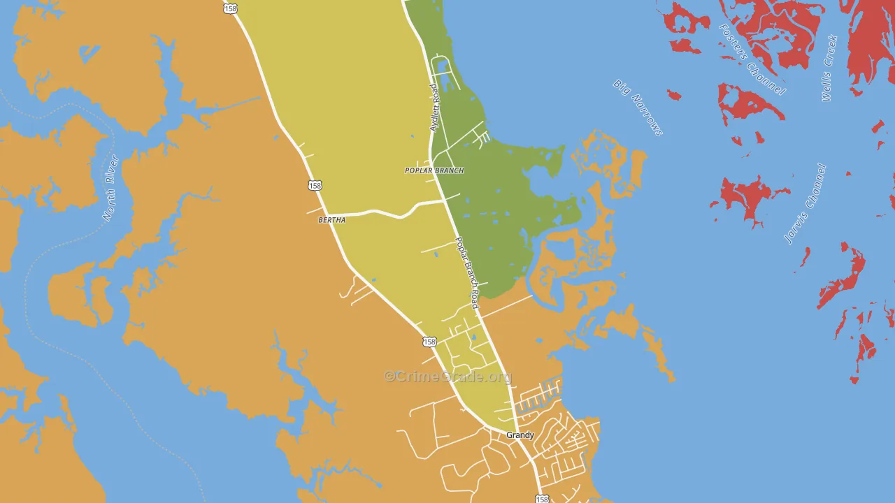 Poplar Branch, NC Map of Drug-Related Crime Rates