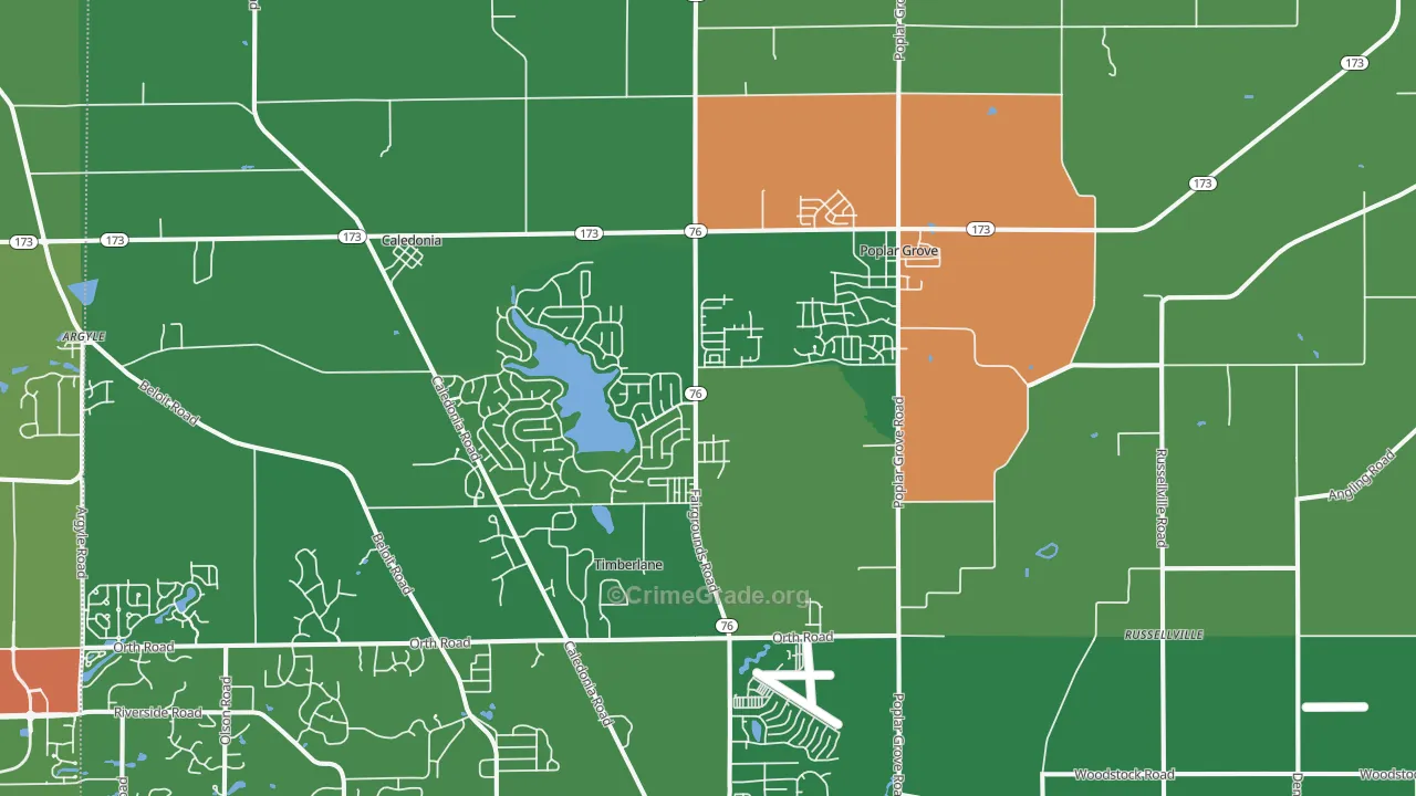 Poplar Grove, IL Map of Drug-Related Crime Rates