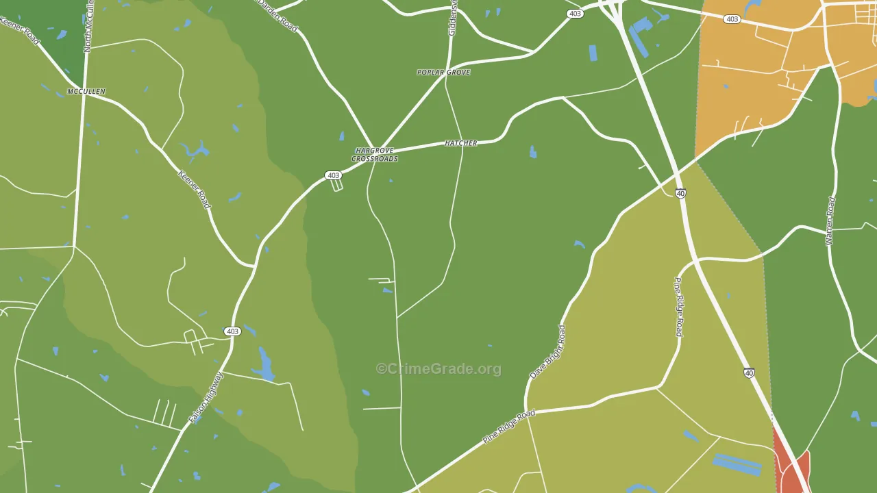 Poplar Grove, NC Map of Drug-Related Crime Rates