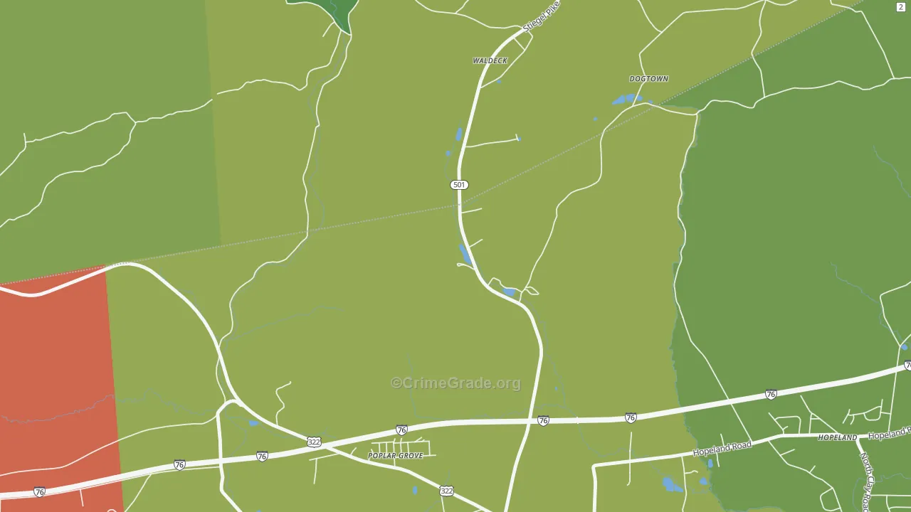 Poplar Grove, PA Map of Drug-Related Crime Rates