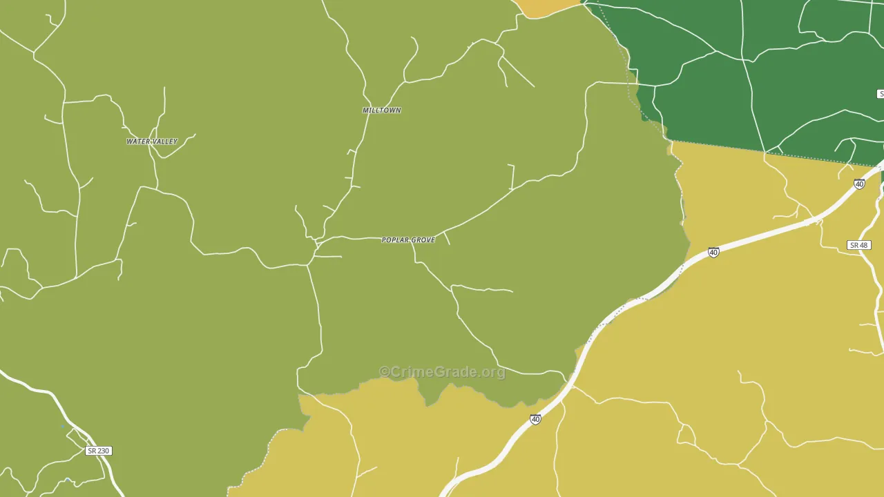 Poplar Grove, TN Map of Drug-Related Crime Rates