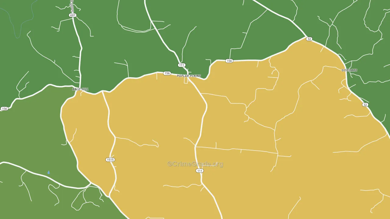 Poplar Plains, KY Map of Drug-Related Crime Rates