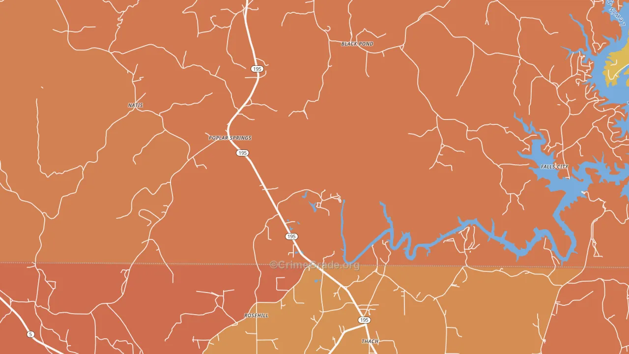 Poplar Springs, AL Map of Drug-Related Crime Rates