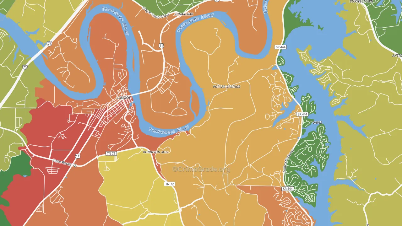 Poplar Springs, TN Map of Drug-Related Crime Rates