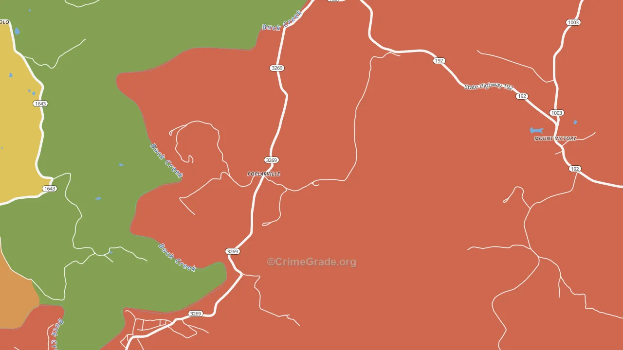 Poplarville, KY Map of Drug-Related Crime Rates