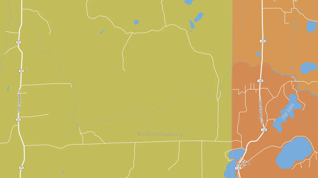 Popple River, WI Map of Drug-Related Crime Rates
