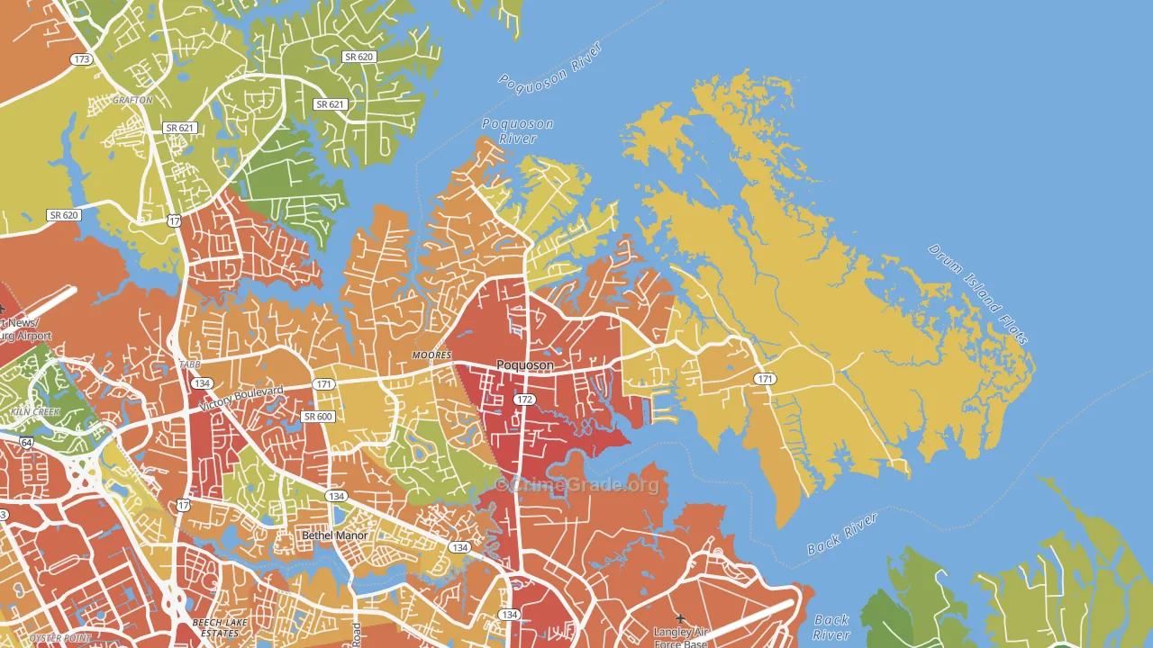 Poquoson, VA Map of Drug-Related Crime Rates