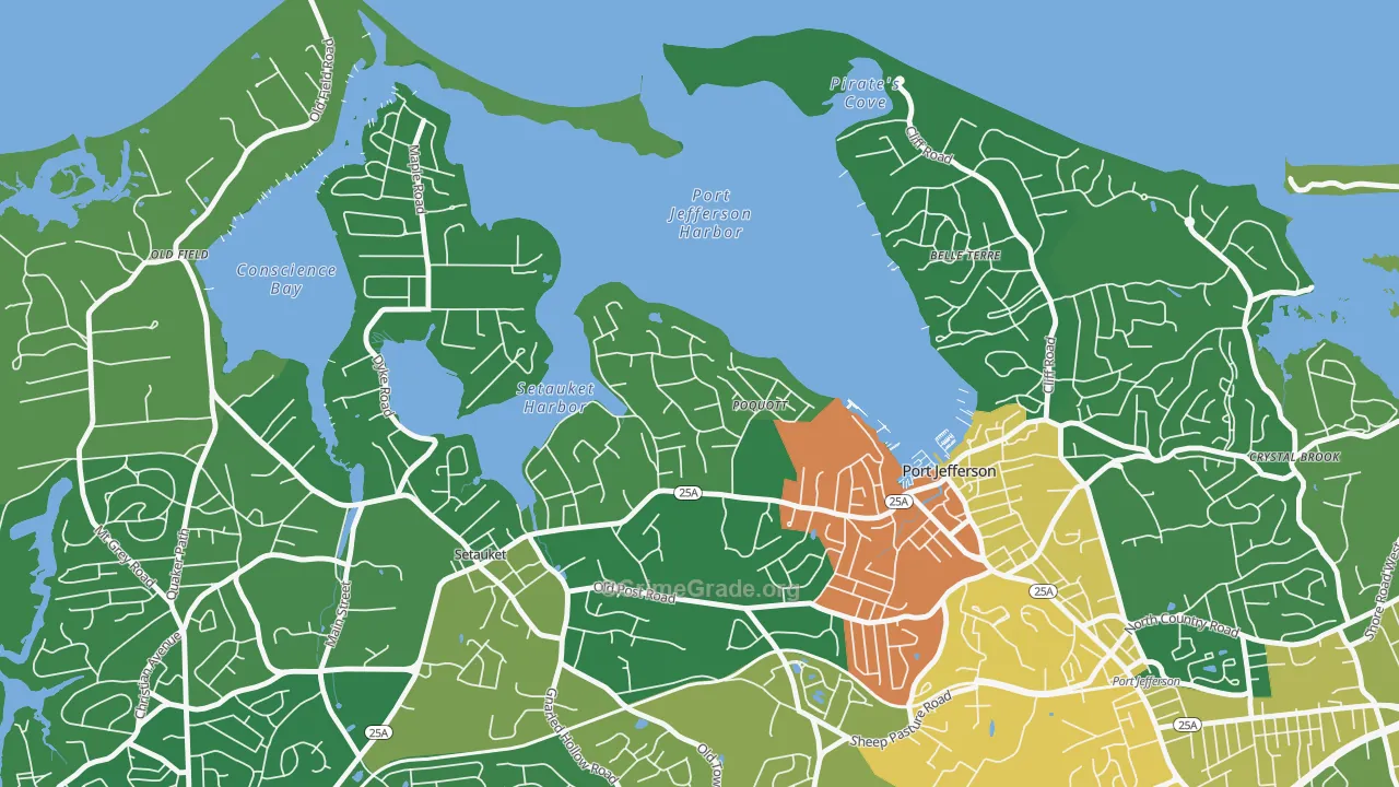 Poquott, NY Map of Drug-Related Crime Rates