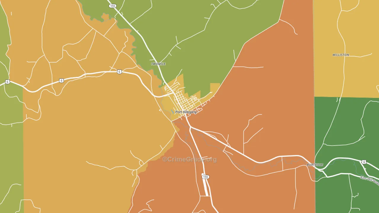 Port Allegany, PA Map of Drug-Related Crime Rates