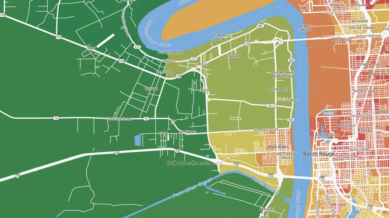 Port Allen, LA Map of Drug-Related Crime Rates