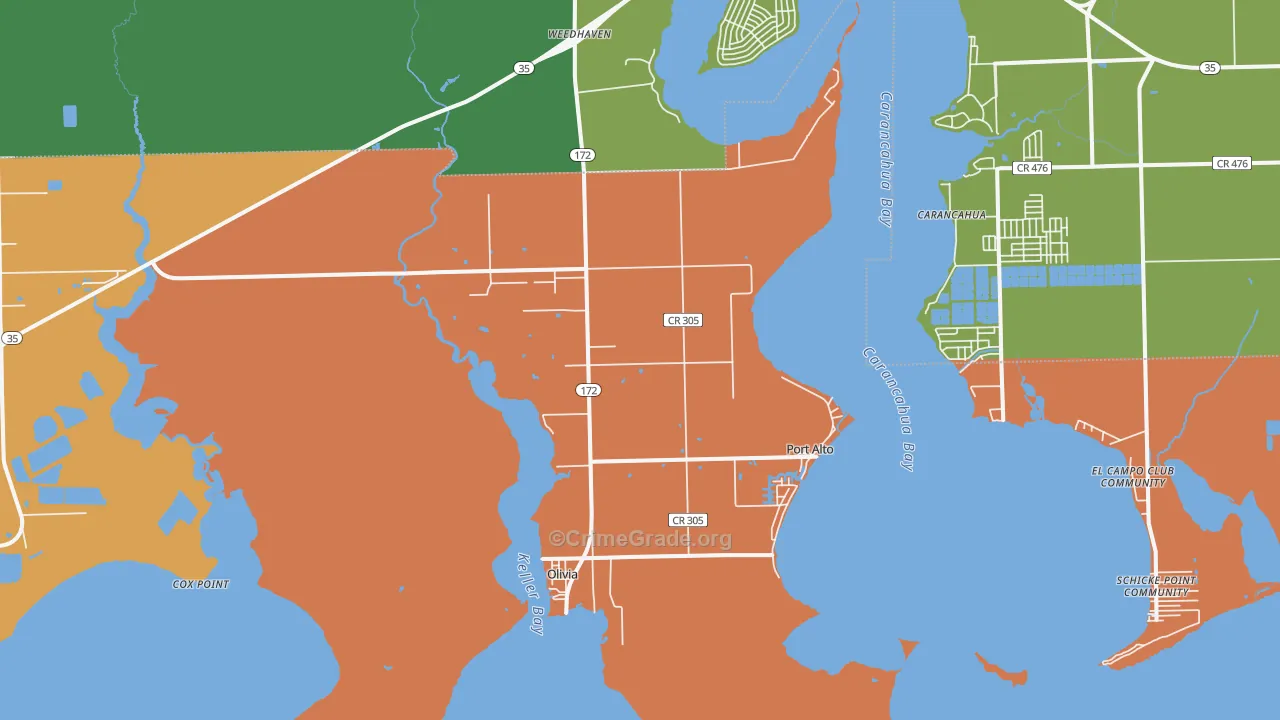 Port Alto, TX Map of Drug-Related Crime Rates