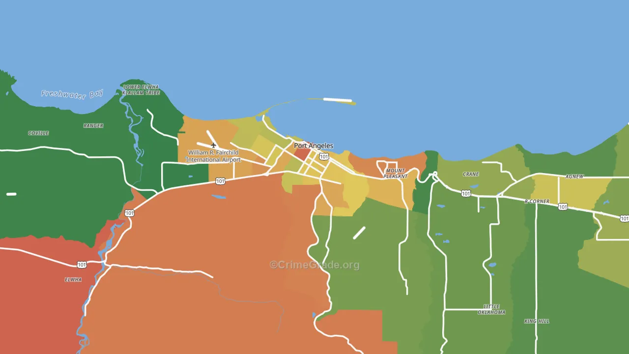 Port Angeles, WA Map of Drug-Related Crime Rates