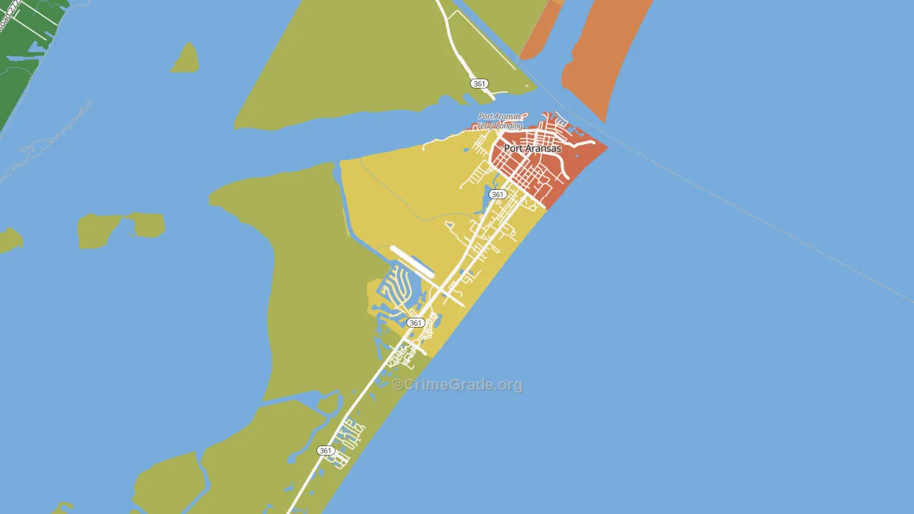 Port Aransas, TX Map of Drug-Related Crime Rates