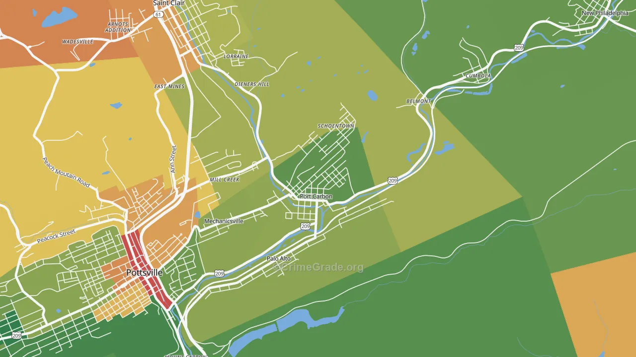 Port Carbon, PA Map of Drug-Related Crime Rates