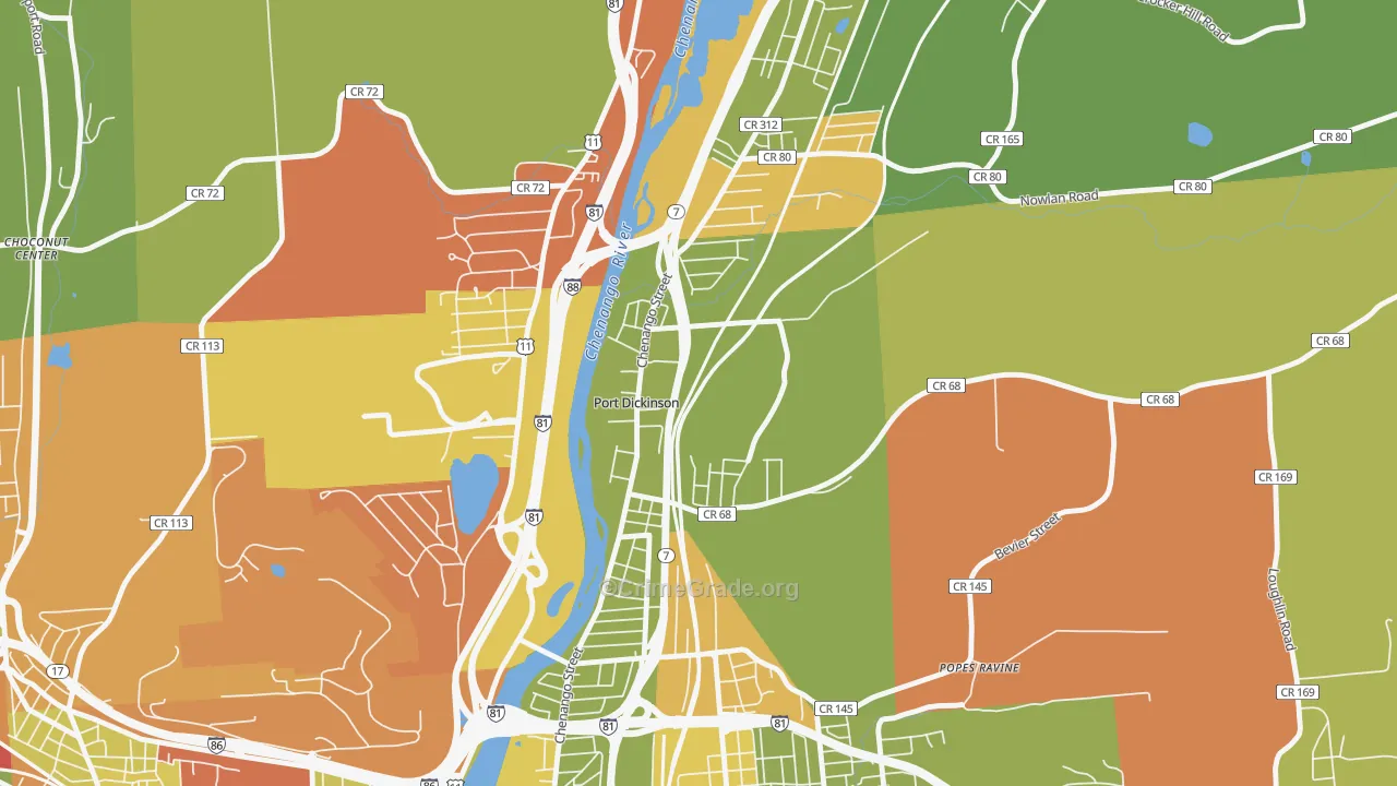 Port Dickinson, NY Map of Drug-Related Crime Rates