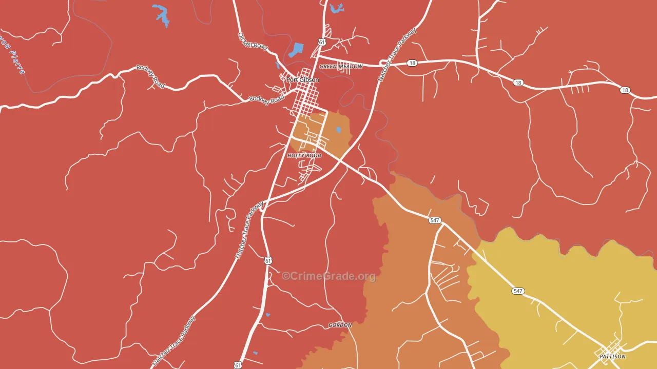 Port Gibson, MS Map of Drug-Related Crime Rates
