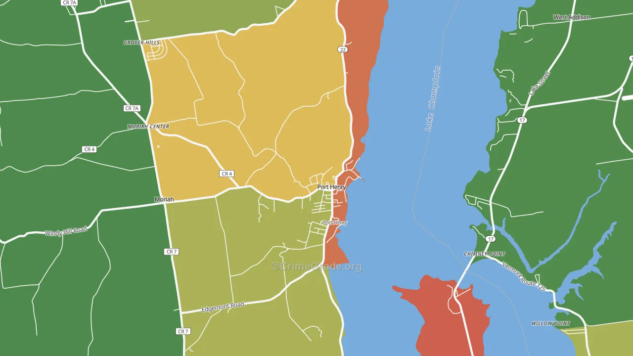 Port Henry, NY Map of Drug-Related Crime Rates