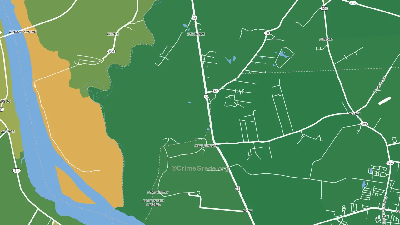 Port Hudson, LA Map of Drug-Related Crime Rates