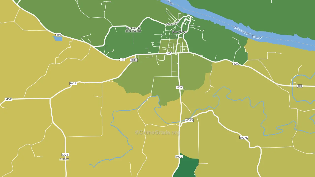 Port Hudson, MO Map of Drug-Related Crime Rates
